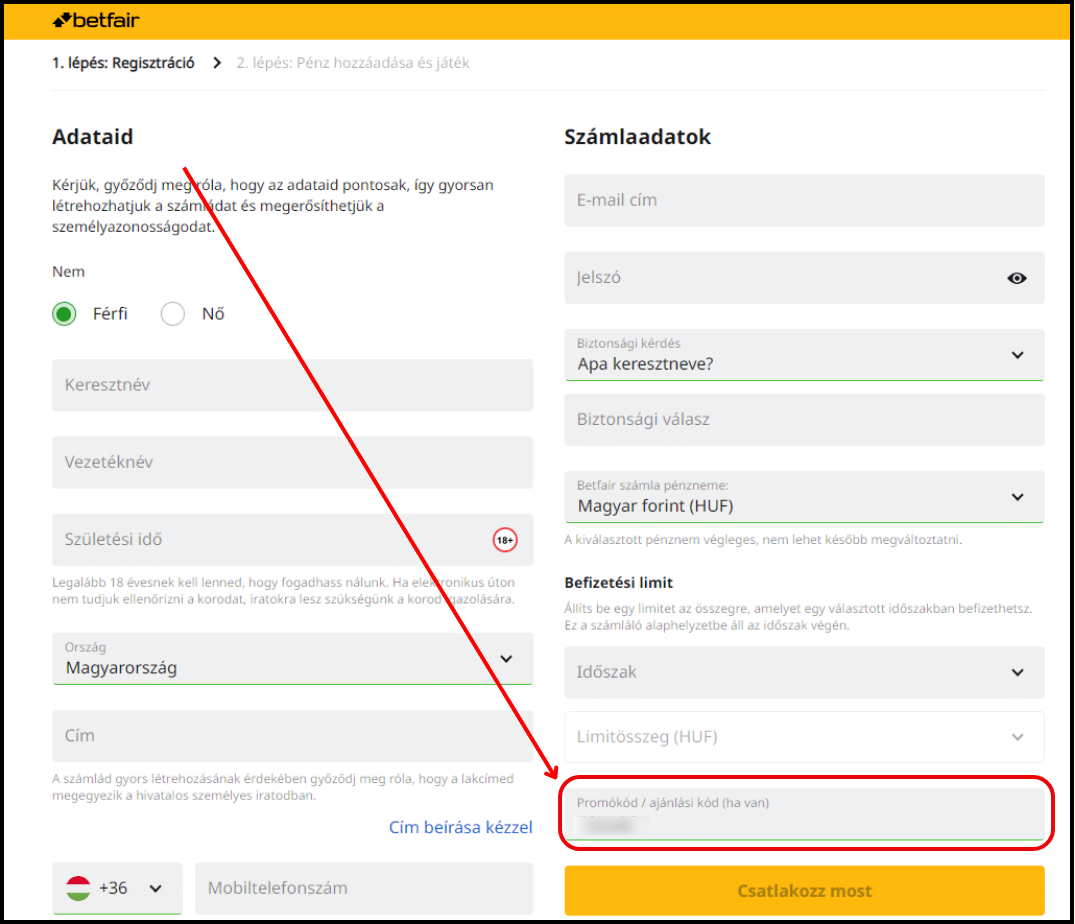 Betfair promóciók Regisztrációs folyamat betfair