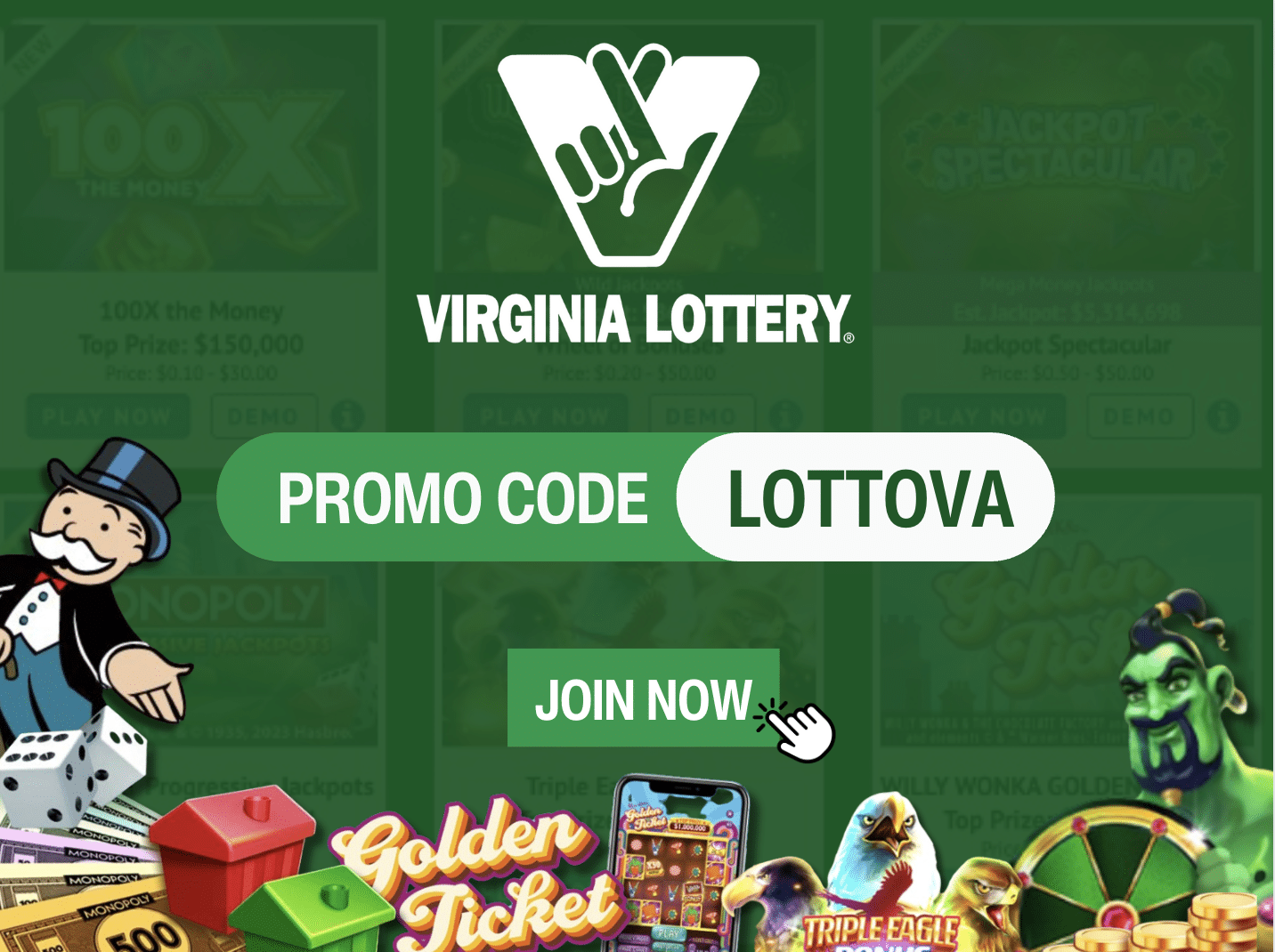 VA Lottery Promo Code LOTTOVA: 50% Deposit Match + 20 Free Games (February 2026)