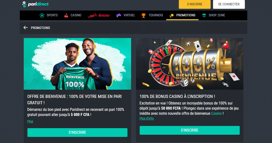 Code promo Paridirect “CXWIN” : jusqu’à 5000 CFA de bonus en Avril 2026