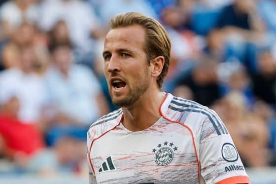 Harry Kane pictured in action for Bayern Munich