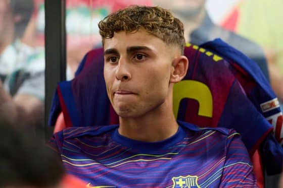 Fermin Lopez pictured on the bench for Barcelona