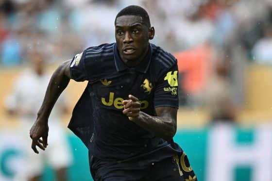 PSG forward Randal Kolo Muani in action for Juventus on loan
