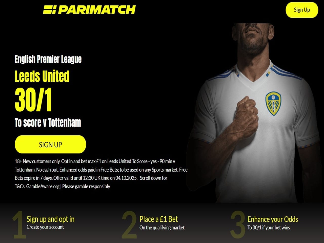 Parimatch Leeds vs Tottenham promo offer
