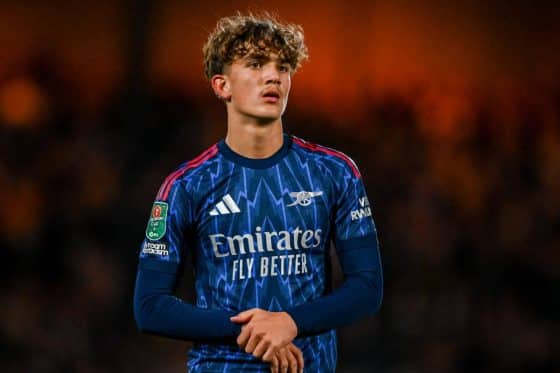 Arsenal youngster Max Dowman pictured in action for the Gunners.