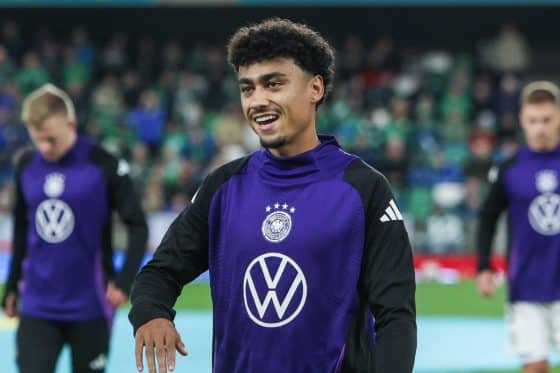 Eintracht Frankfurt star Nathaniel Brown pictured during a warm-up for Germany