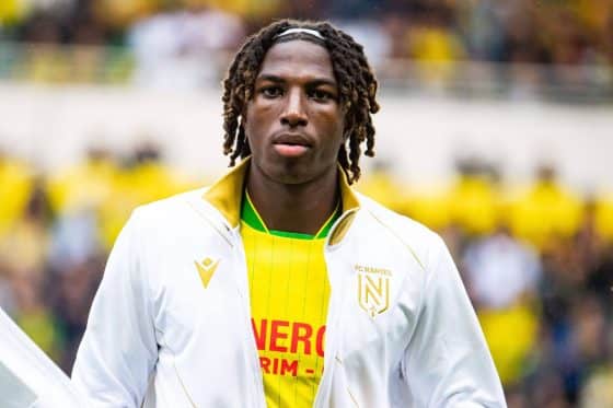 Nantes defender Tylel Tati pictured during a warm-up
