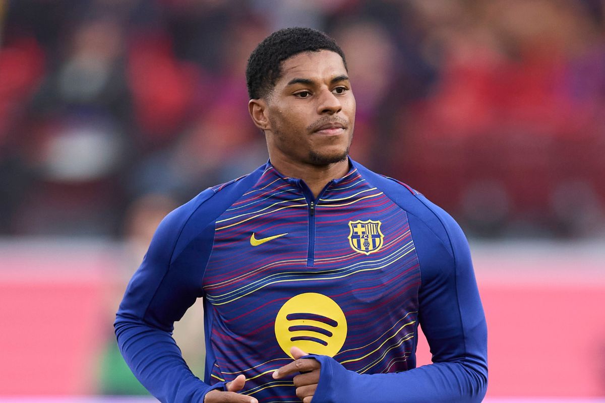 Marcus Rashford pictured in action for Barcelona