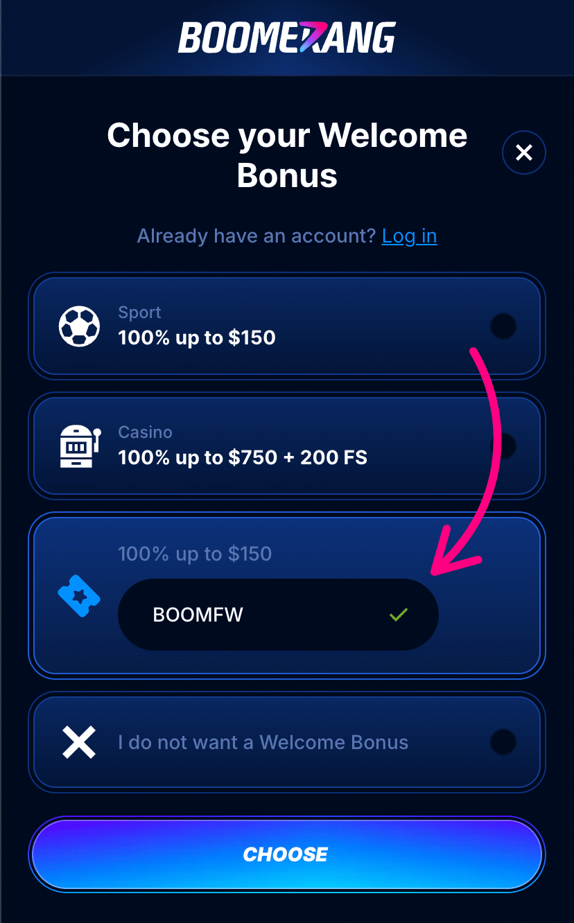 Visualisierung von Boomerang Casino Online-Plattform