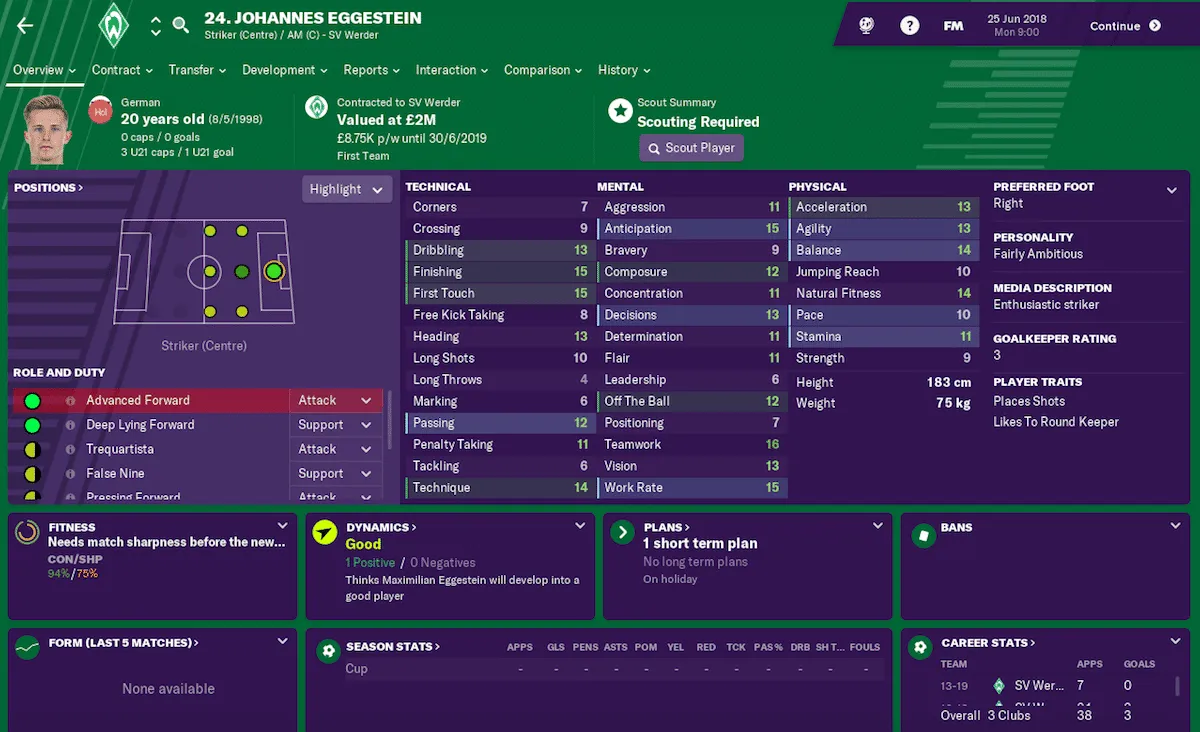 Johannes Eggestein, Football Manager