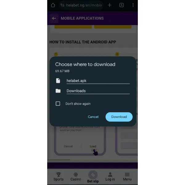 Helabet app download for Android