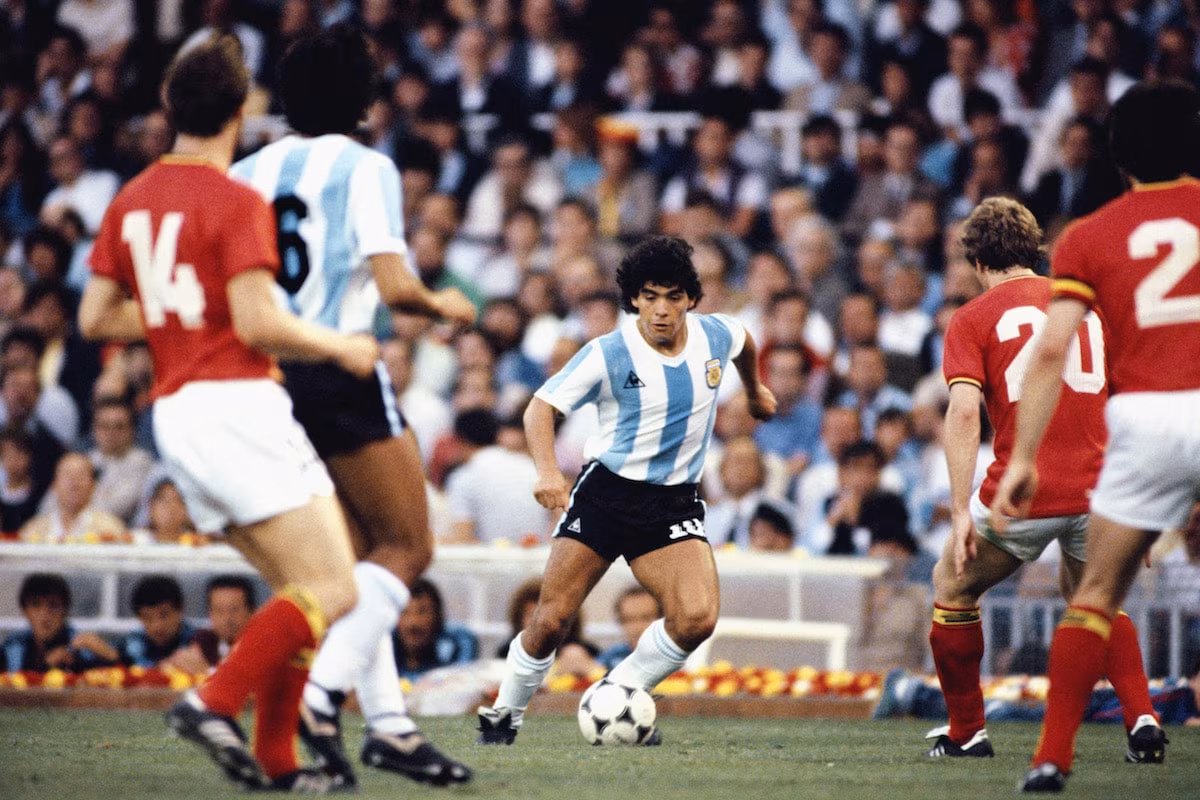 Diego Maradona playing for Argentina