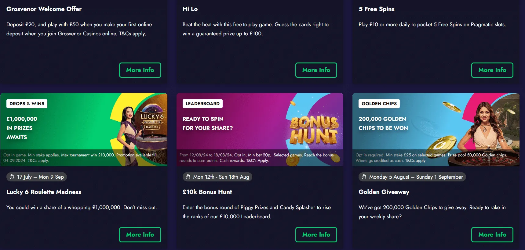 Grosvenor bonuses overview