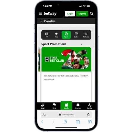 Betway free bet club promotional banner.