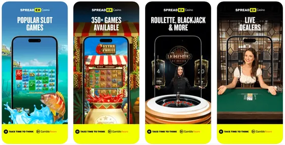 Image of the Spreadex casino app features.