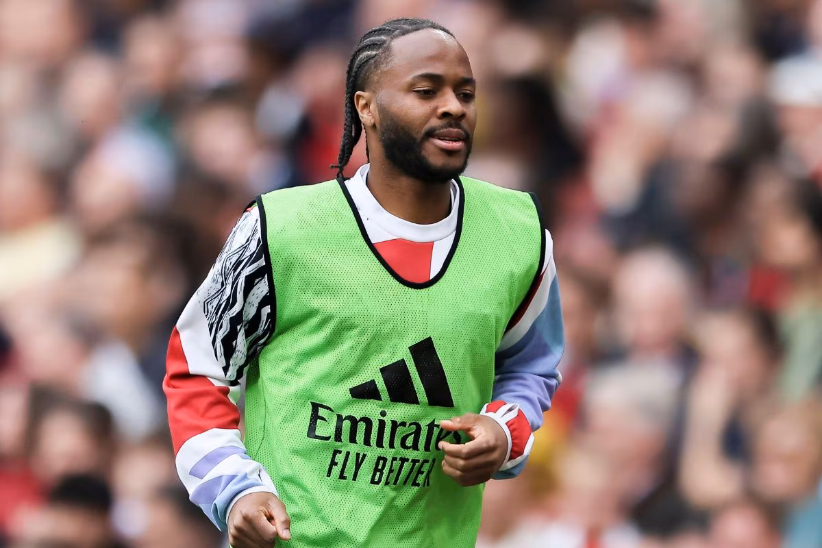 Raheem Sterling pictured during a warm-up