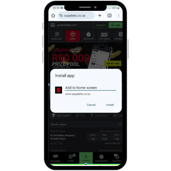 Add Supabets on homescreen