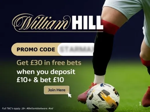 William Hill Promo Code : Get &pound;30 in free bets