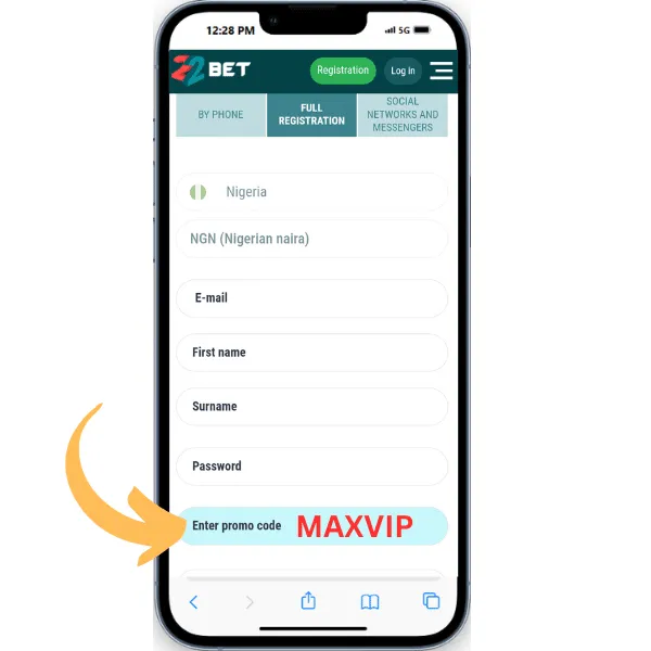 22Bet Promo Code full registration