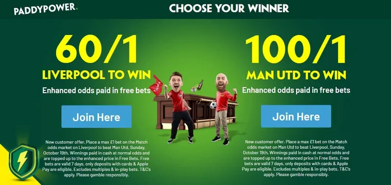 Paddy Power Liverpool vs Man Utd Choose Your Winner