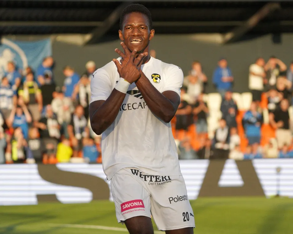 Mohamed Toure celebrates goal for KuPS. (Photo - Imago)
