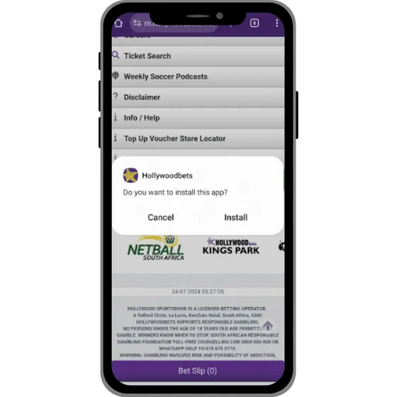 Hollywoodbets app installation