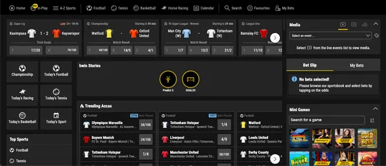 An image of the Bwin website. 