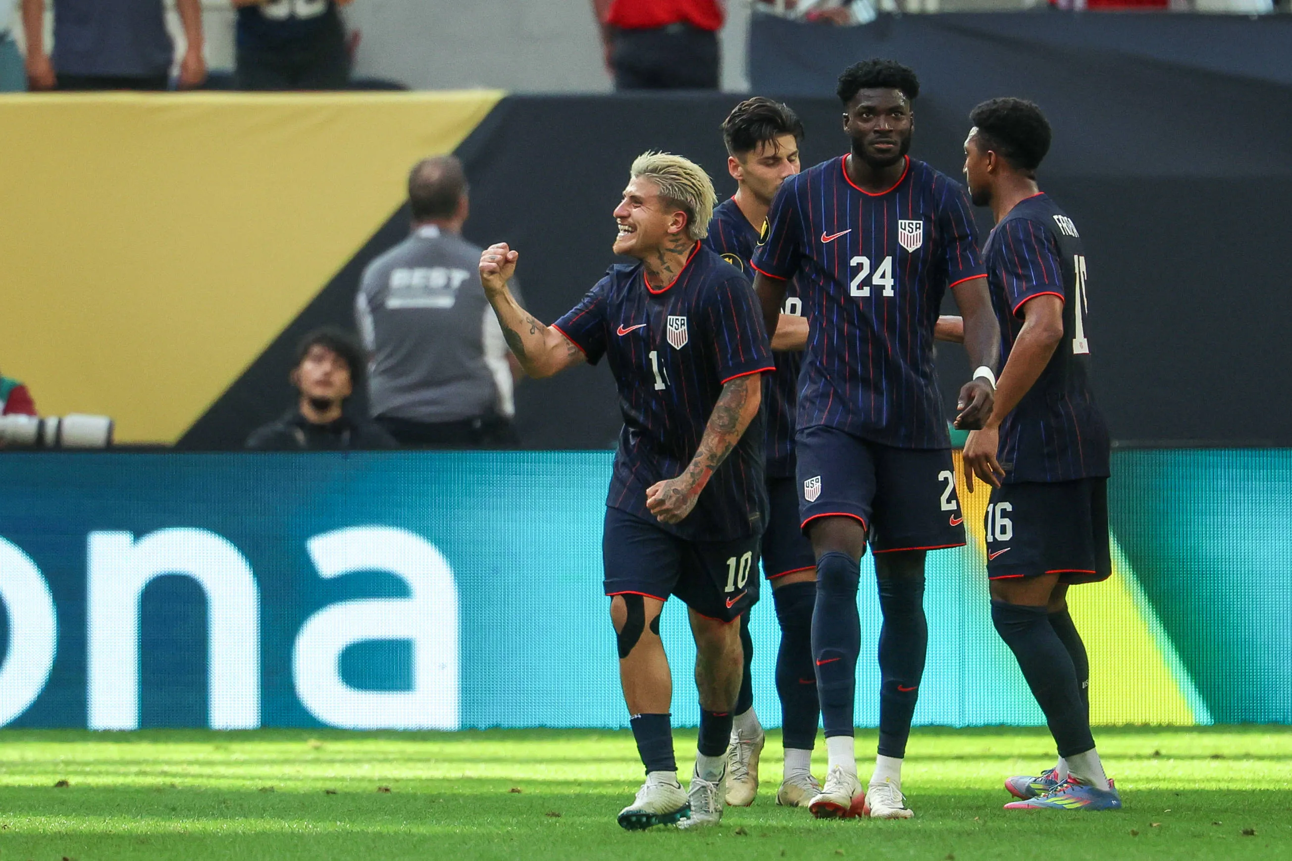 United States midfielder Diego Luna celebrates a goal 