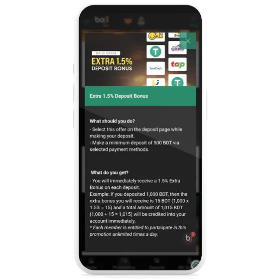 Baji's 1.5 deposit bonus promotion