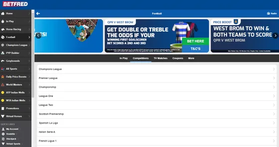 Betfred football markets