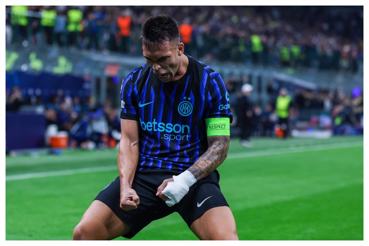 Lautaro Martinez celebrating his goal in the Champions League || Imago