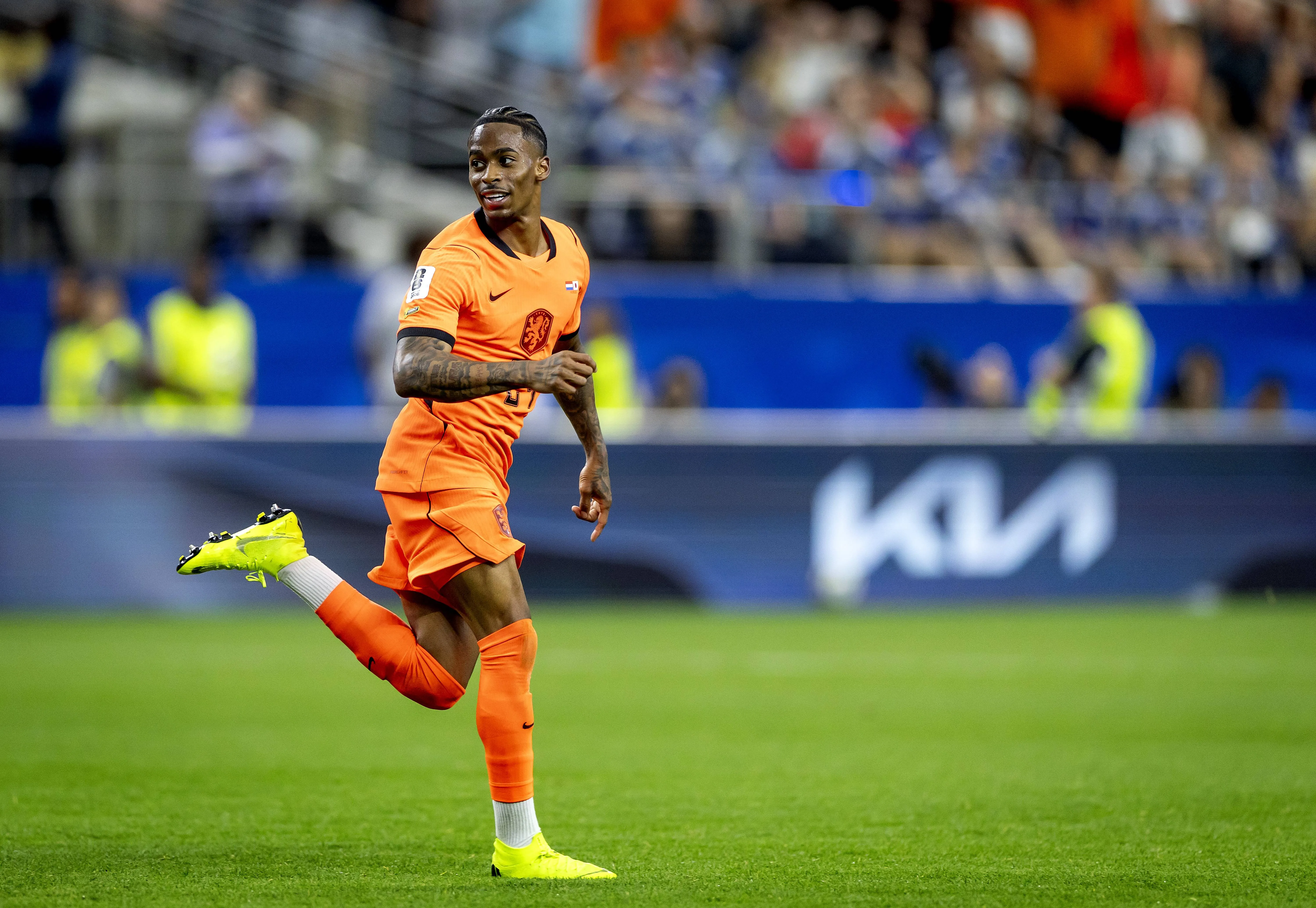 Crysencio Summerville of the Netherlands celebrates scoring