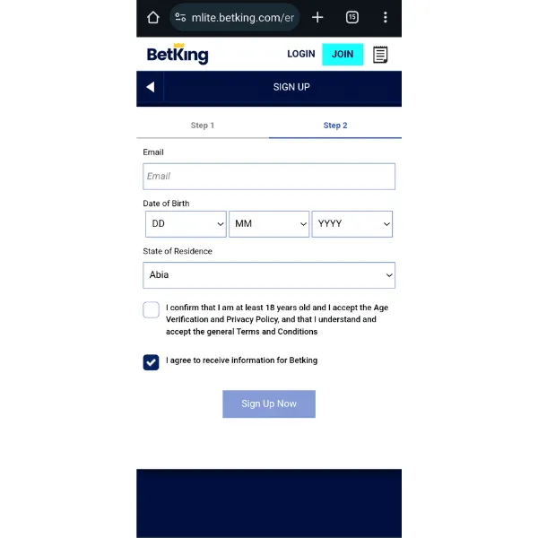 BetKing old mobile