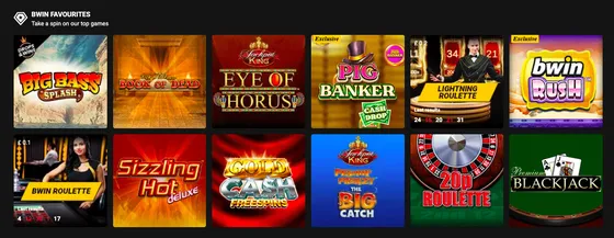 Image of the featured casino games at Bwin.