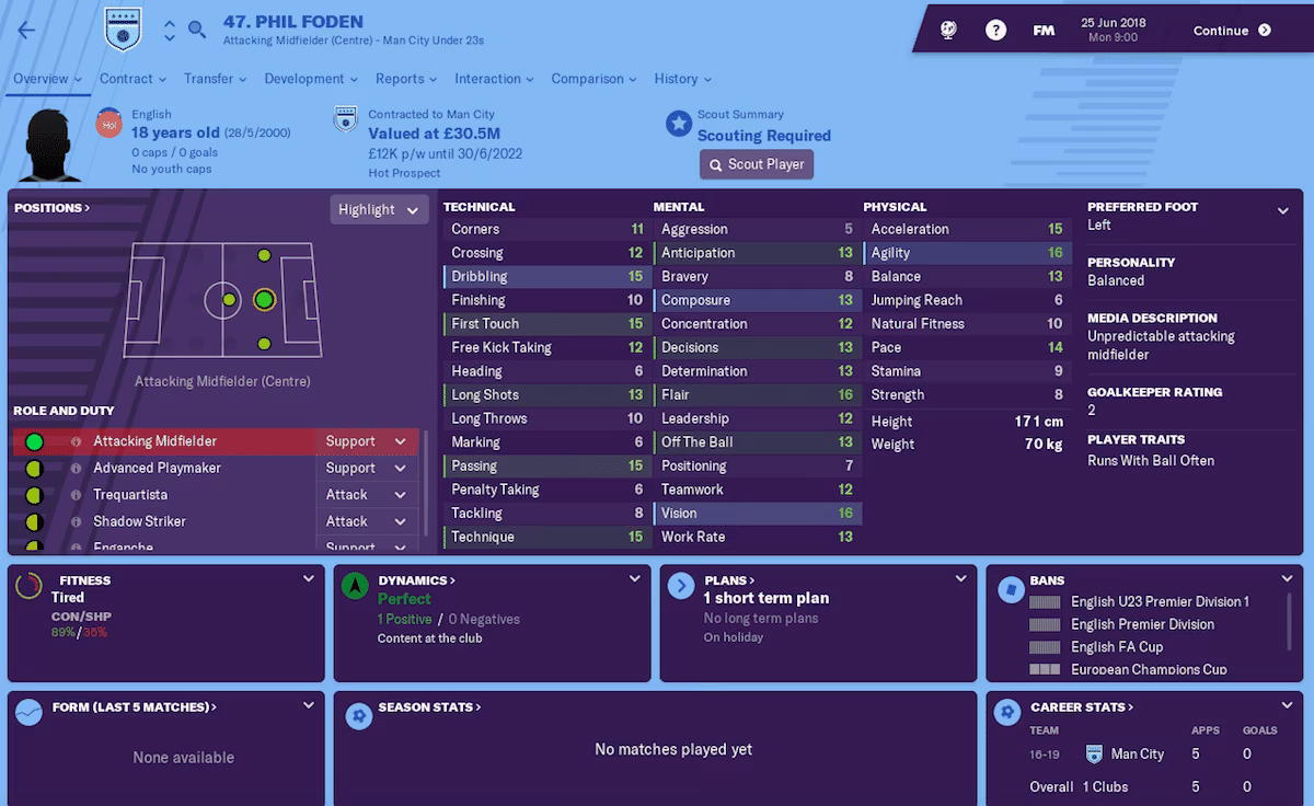 Phil Foden, Football Manager