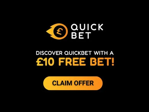 Quickbet welcome offer: Bet &pound;10, get &pound;10 free bet or 100 spins for April 2026