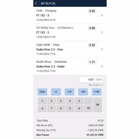 GSB promotion code wagering requirement in Zambia