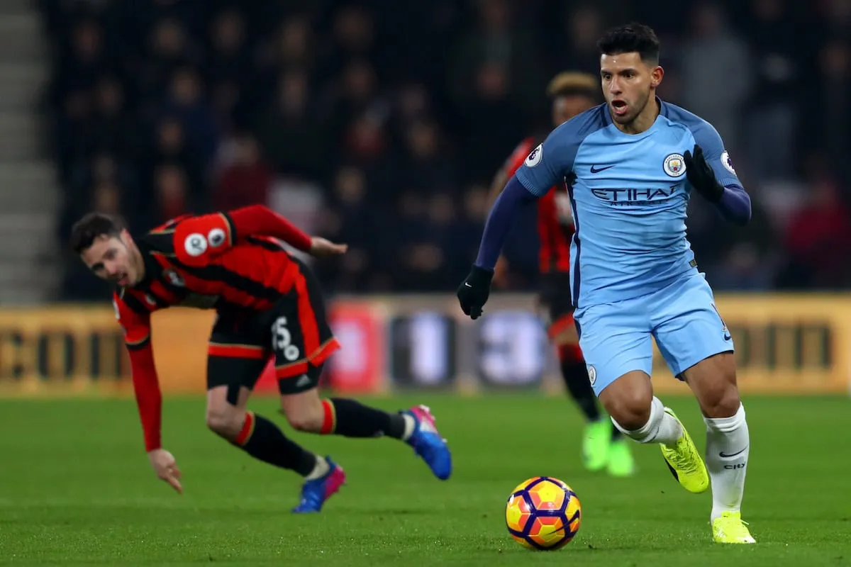 Sergio Aguero playing for Manchester City