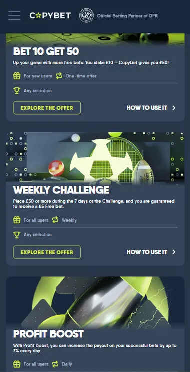 Copybet bonuses and promotions in the UK for new and existing customers mobile