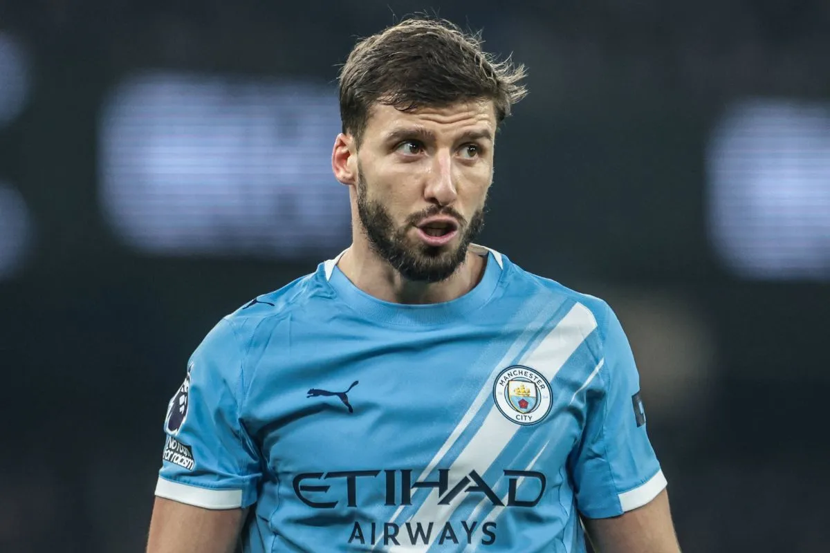 Ruben Dias in action for Manchester City. 