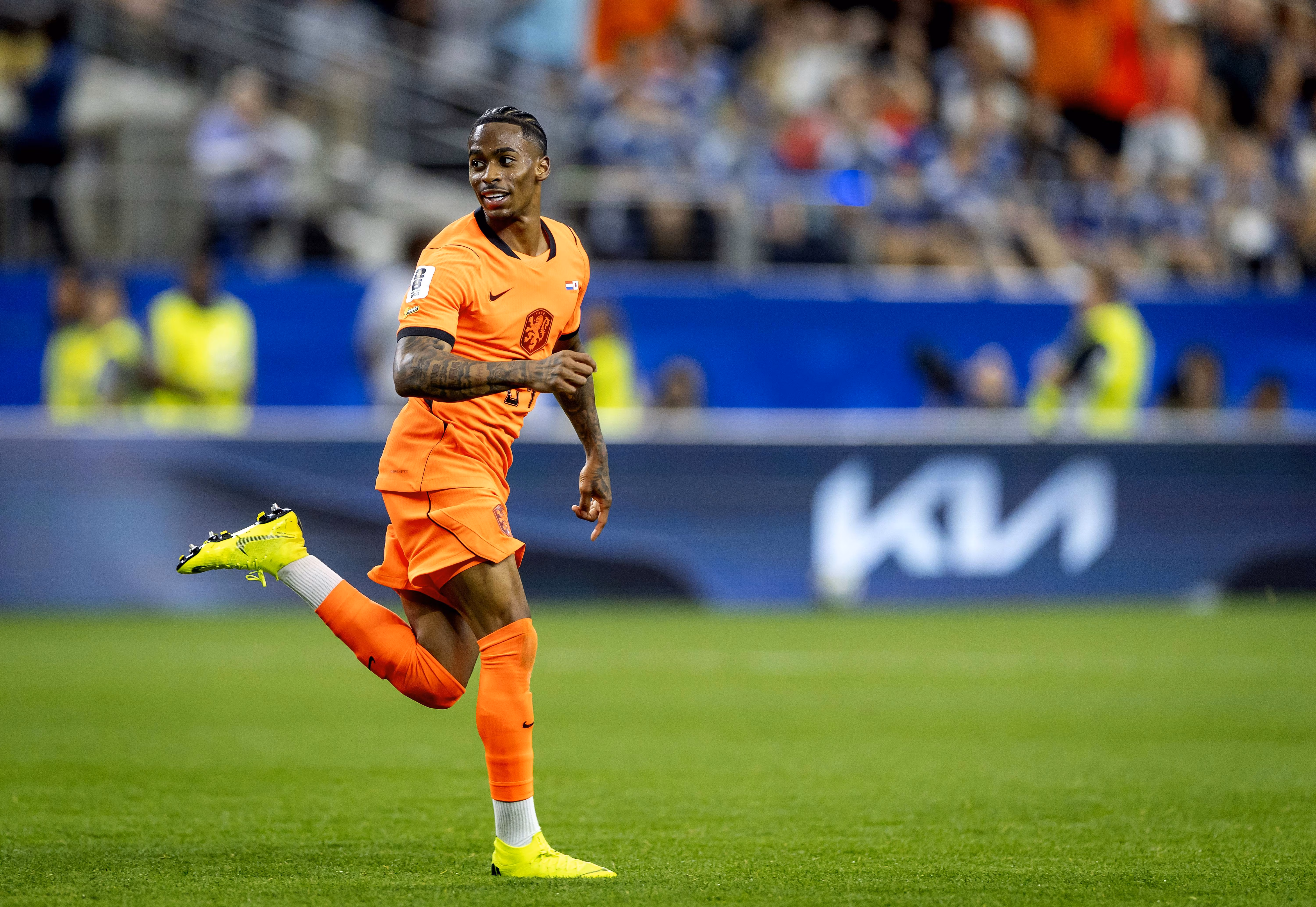 Crysencio Summerville of the Netherlands celebrates scoring