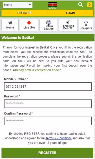 How to register on Betika and receive a welcome bonus