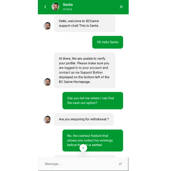 BC Game review - customer services