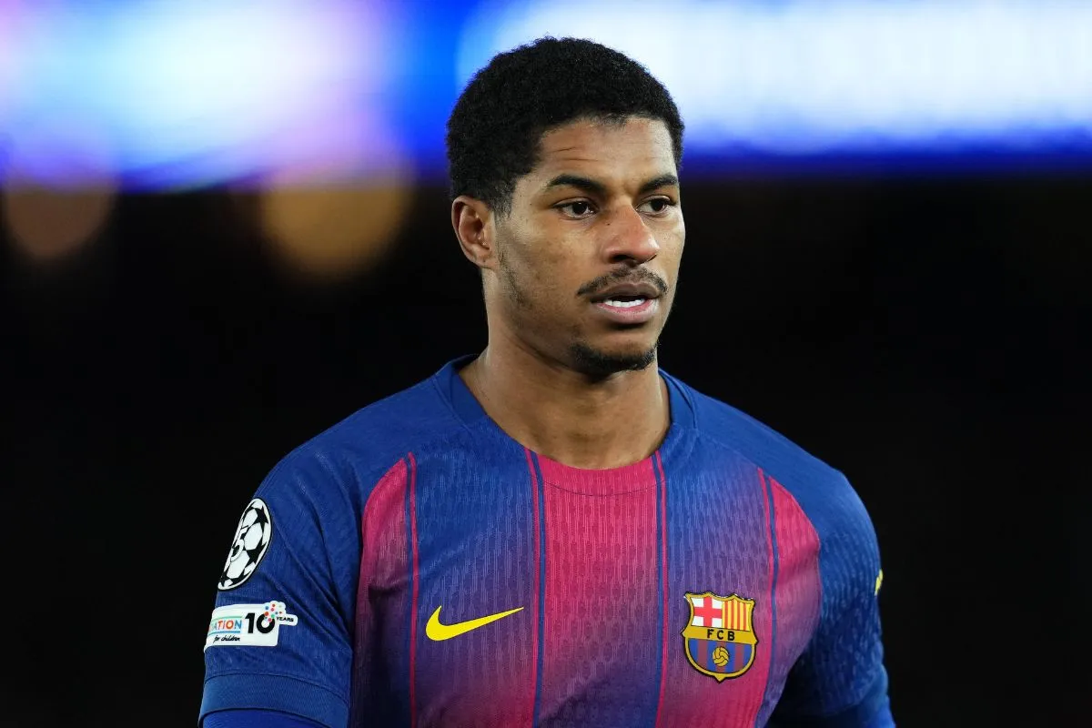 Marcus Rashford pictured in action for Barcelona.