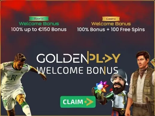 Golden Play Casino welcome bonus 2026: Claim 100% up to &euro;555 + 100 free spins