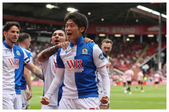 Blackburn star Yuki Ohashi celebrating