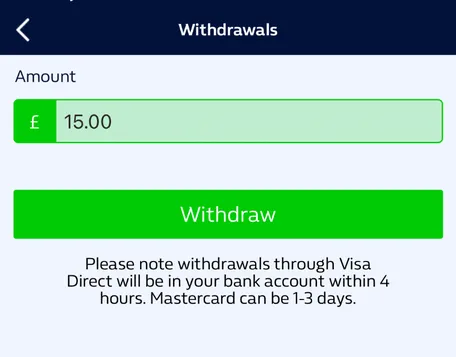 withdraw on william hill