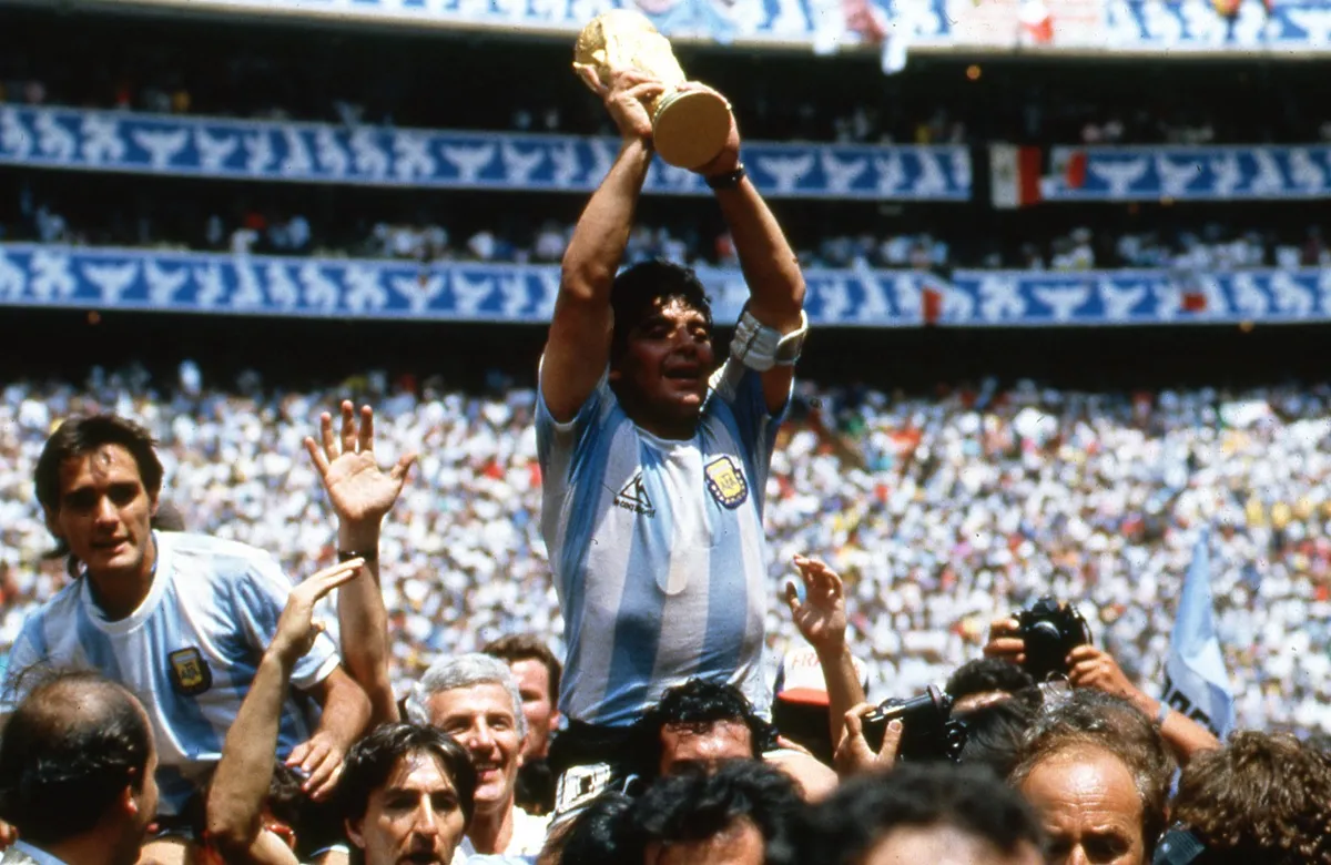 Maradona Holds The World Cup Trophy File photo dated June 29, 1986 of Argentine soccer star team captain Diego Armando M