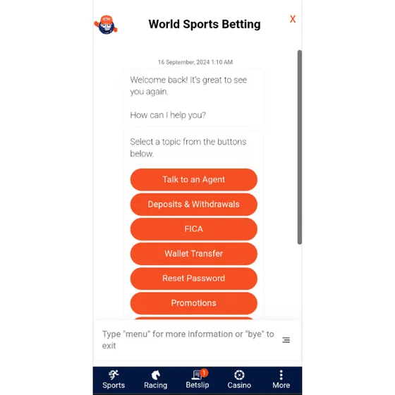 WSB app live chat