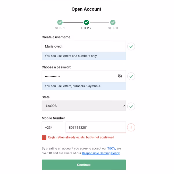 Bet9ja registration issues