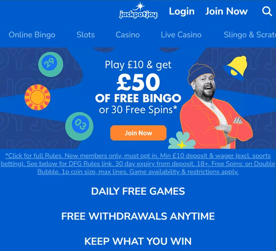 Jackpotjoy Homepage